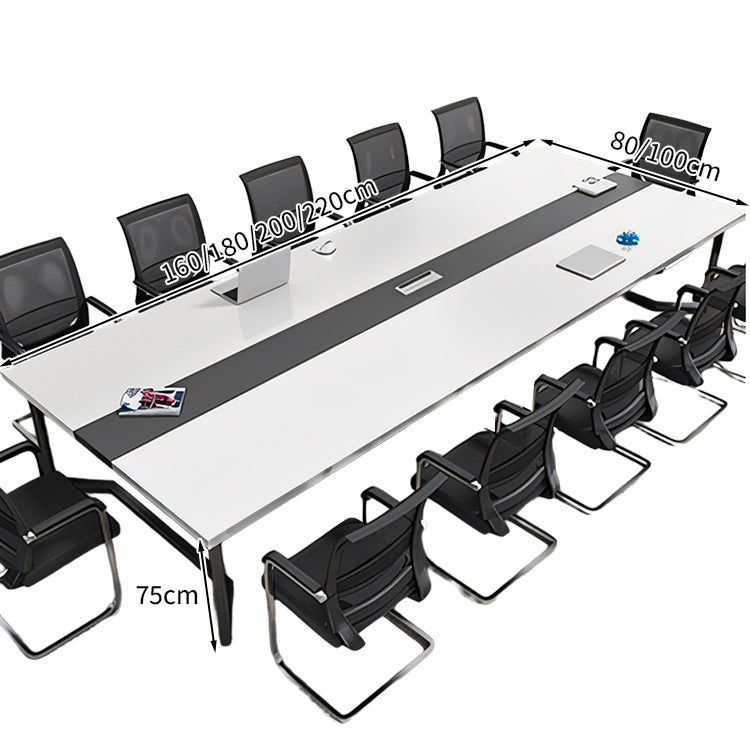 シンプル 洗練 シャープ 木目調 落ち着き 会議テーブル ミーティングテーブル スチール メラミン化粧板 配線ボックス カスタマイズ可能 HYZ-T006