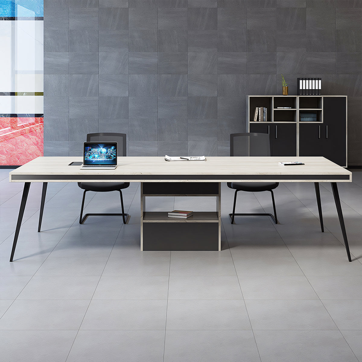 会議テーブル ミーティングテーブル 長方形テーブル 大型オフィステーブル スチール脚 コンパクト 木目調 カスタマイズ可能 HYZ-T007