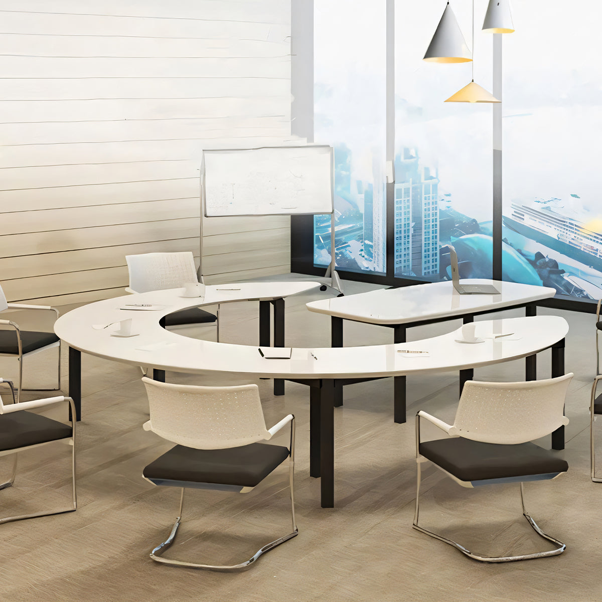 スチールフレーム ピアノ塗装 鏡面仕上げ 会議用テーブル ミーティングテーブル おしゃれ 会議机 会議テーブル 会議室 打ち合わせ 作業台 HYZ-T021