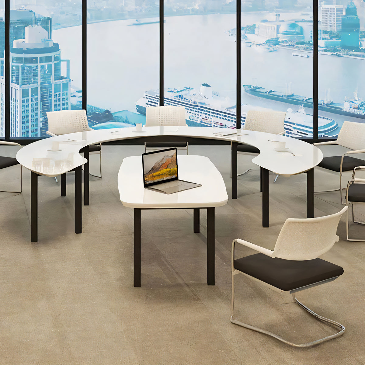 スチールフレーム ピアノ塗装 鏡面仕上げ 会議用テーブル ミーティングテーブル おしゃれ 会議机 会議テーブル 会議室 打ち合わせ 作業台 HYZ-T021