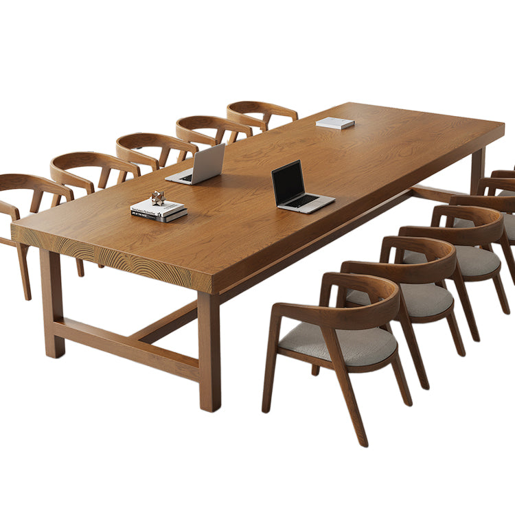 ミーティングテーブル 会議テーブル 木目調 天然木 パイン材 ワニス塗装 エコ素材 広々とした天板 カスタマイズ可能 HYZ-T100