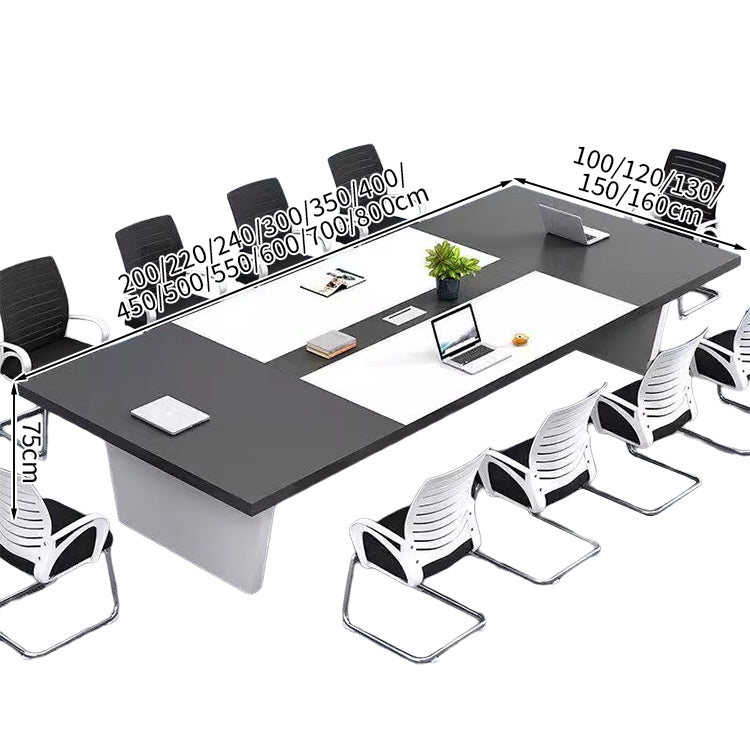 ミーティングテーブル 会議テーブル バイカラーデザイン メラミン化粧板 エコ素材 天然木 配線ボックス モダン HYZ-T102