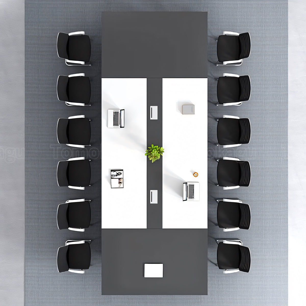 ミーティングテーブル 会議テーブル バイカラーデザイン メラミン化粧板 エコ素材 天然木 配線ボックス モダン HYZ-T102