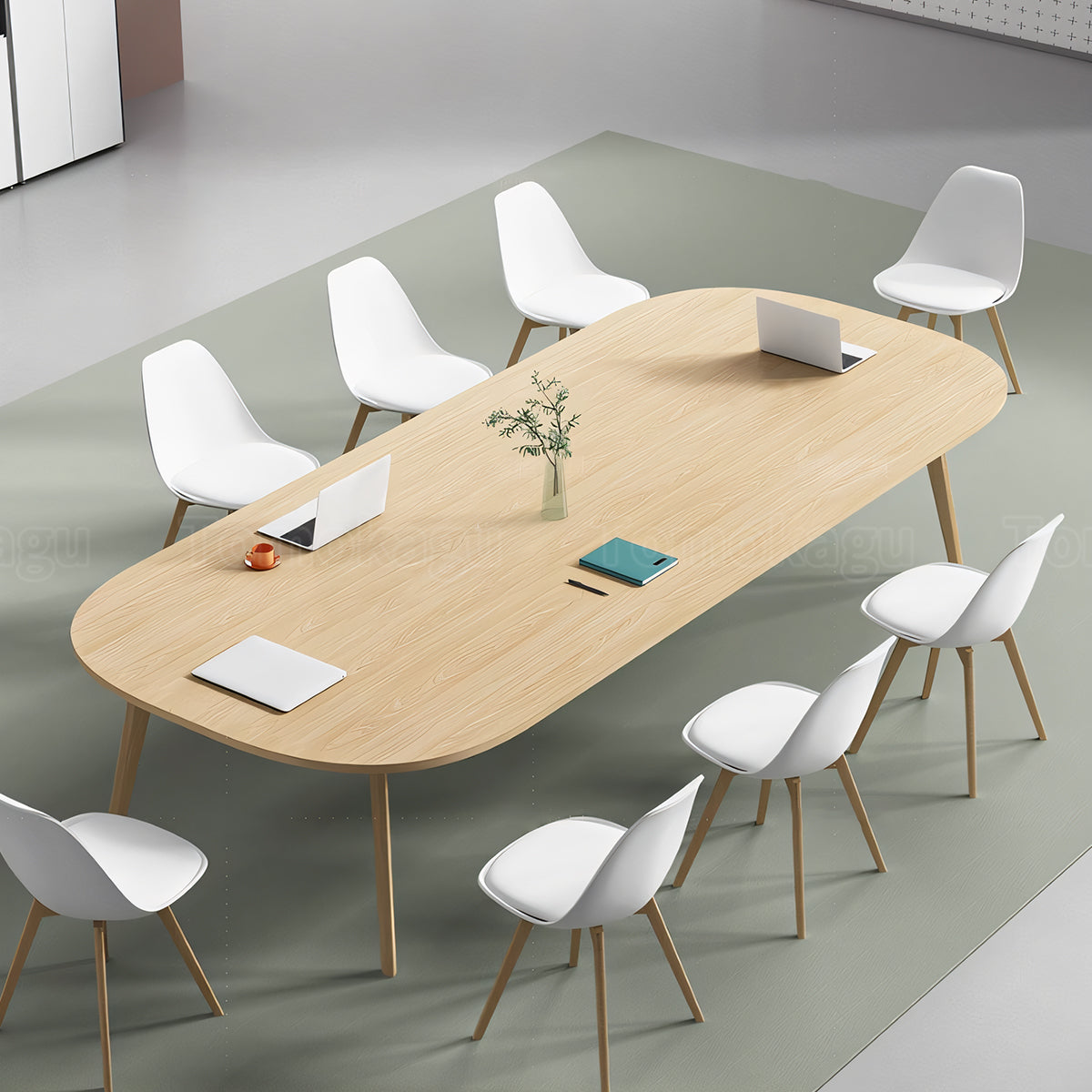 ミーティングテーブル 会議テーブル シンプル 木製 天然木 R加工 メラミン化粧板 エコ素材 カスタマイズ可能 HYZ-T108