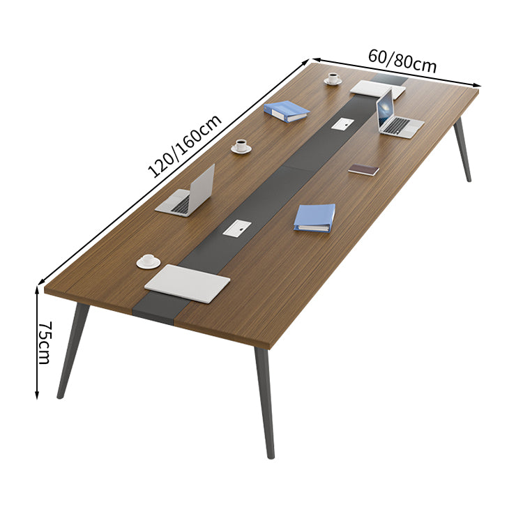 ミーティングテーブル バイカラーデザイン モダン メラミン化粧板 エコ素材 スチール製脚 静電粉体塗装 R加工 配線孔付き HYZ-T109
