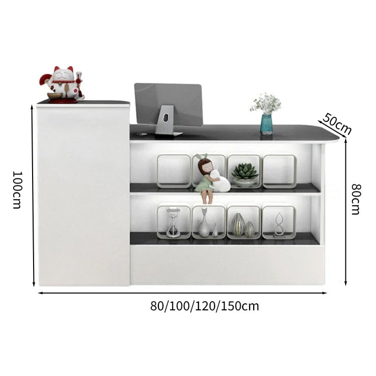 受付カウンター レジカウンター オフィス受付 鍵付き 配線穴付き 角丸 シンプル ホワイト カスタマイズ可能 JDT-M-104