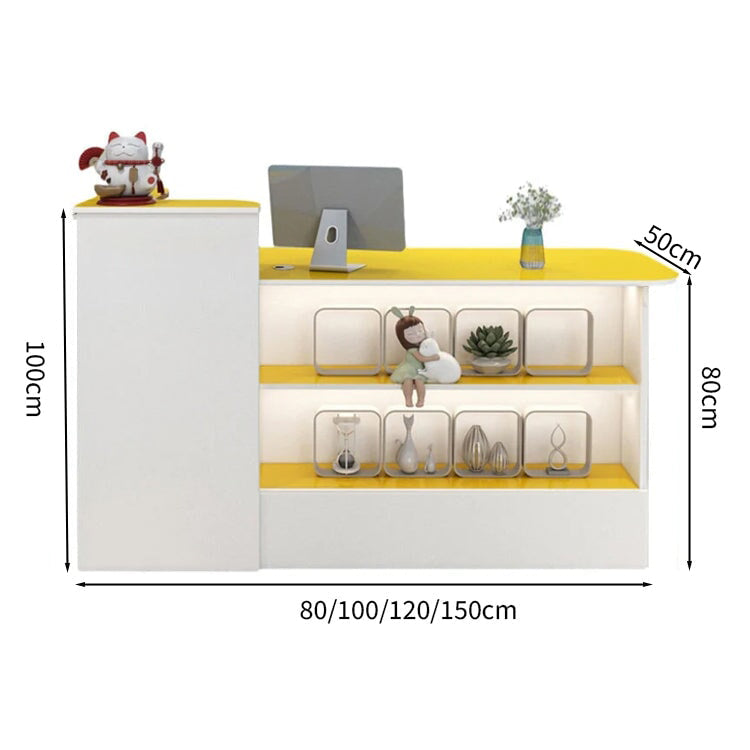 受付カウンター レジカウンター オフィス受付 鍵付き 配線穴付き 角丸 シンプル ホワイト カスタマイズ可能 JDT-M-104