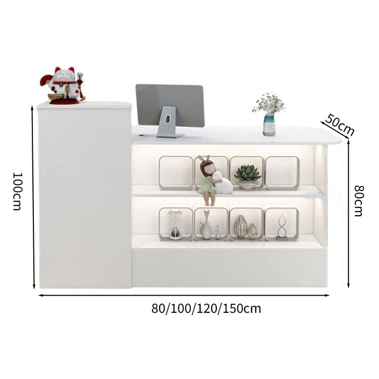 受付カウンター レジカウンター オフィス受付 鍵付き 配線穴付き 角丸 シンプル ホワイト カスタマイズ可能 JDT-M-104