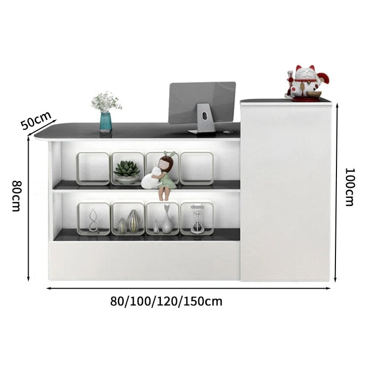 受付カウンター レジカウンター オフィス受付 鍵付き 配線穴付き 角丸 シンプル ホワイト カスタマイズ可能 JDT-M-104