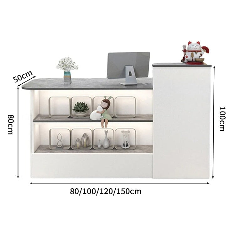 受付カウンター レジカウンター オフィス受付 鍵付き 配線穴付き 角丸 シンプル ホワイト カスタマイズ可能 JDT-M-104