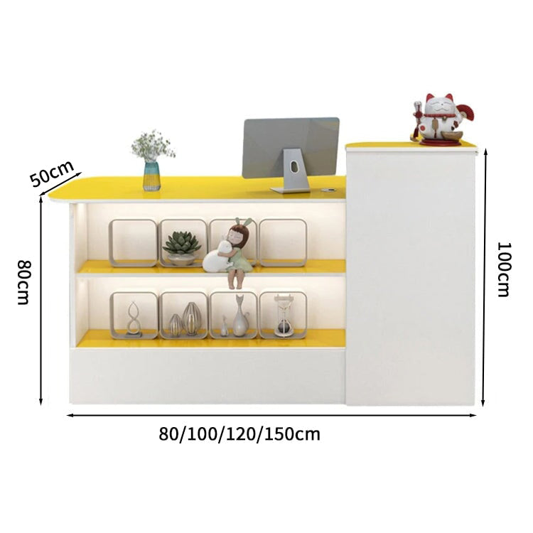 受付カウンター レジカウンター オフィス受付 鍵付き 配線穴付き 角丸 シンプル ホワイト カスタマイズ可能 JDT-M-104