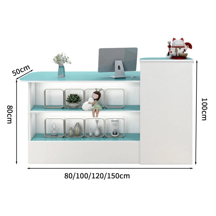 受付カウンター レジカウンター オフィス受付 鍵付き 配線穴付き 角丸 シンプル ホワイト カスタマイズ可能 JDT-M-104