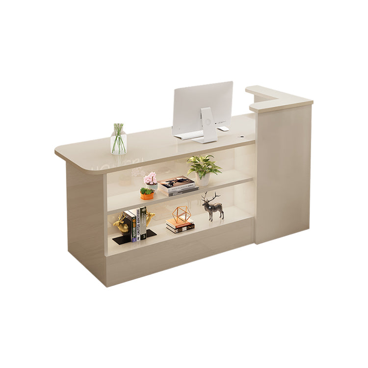 受付カウンター レジカウンター カウンター 受付台 高級感 ロック付き ストリップライト  木目調  KAGUSHOP