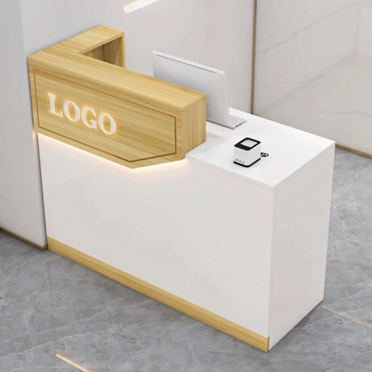 カウンター 受付台 エントランス受付 レジカウンター オフィス受付 大容量収納 ロゴ入れ可能 LEDライト カスタマイズ可能 JDT-T005