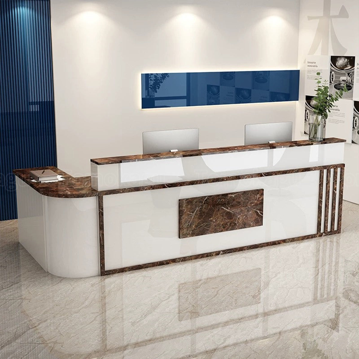 L型 焼け塗装 サイドキャビネット 配線穴付き 受付台 エントランス受付 レジカウンター カウンター モダン カスタマイズ可能 JDT-T007