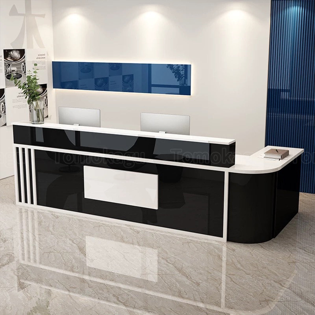 L型 焼け塗装 サイドキャビネット 配線穴付き 受付台 エントランス受付 レジカウンター カウンター モダン カスタマイズ可能 JDT-T007