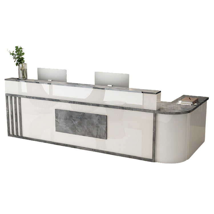 L型 焼け塗装 サイドキャビネット 配線穴付き 受付台 エントランス受付 レジカウンター カウンター モダン カスタマイズ可能 JDT-T007