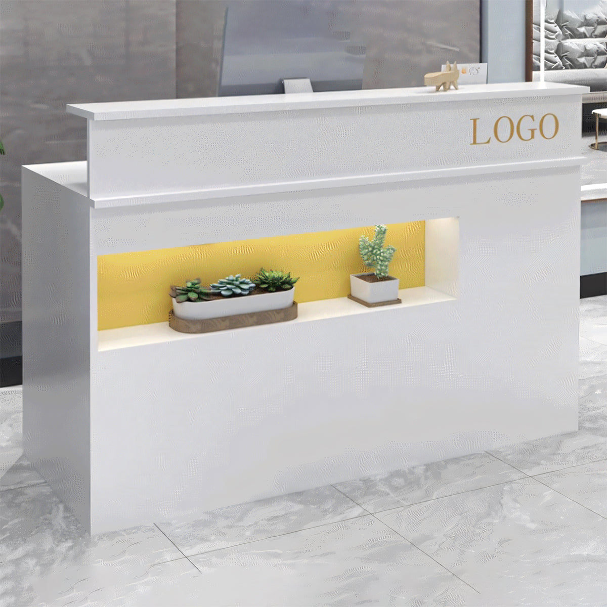 キーボードトレイ付き 二重天板 カウンター 受付台 受付 マルチ台 エントランス オフィス家具 インテリア ホワイト JDT-T025