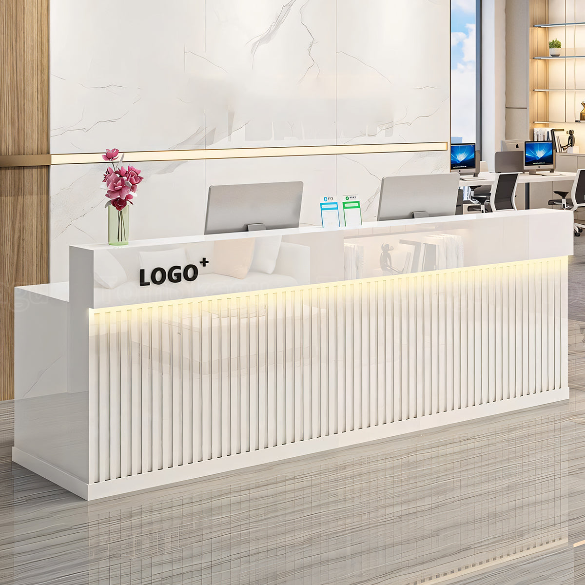 業務用 高級感 配線穴付き 受付カウンター レセプションデスク オフィス受付レジカウンター カウンター エントランス受付 カスタマイズ可能 JDT-T071