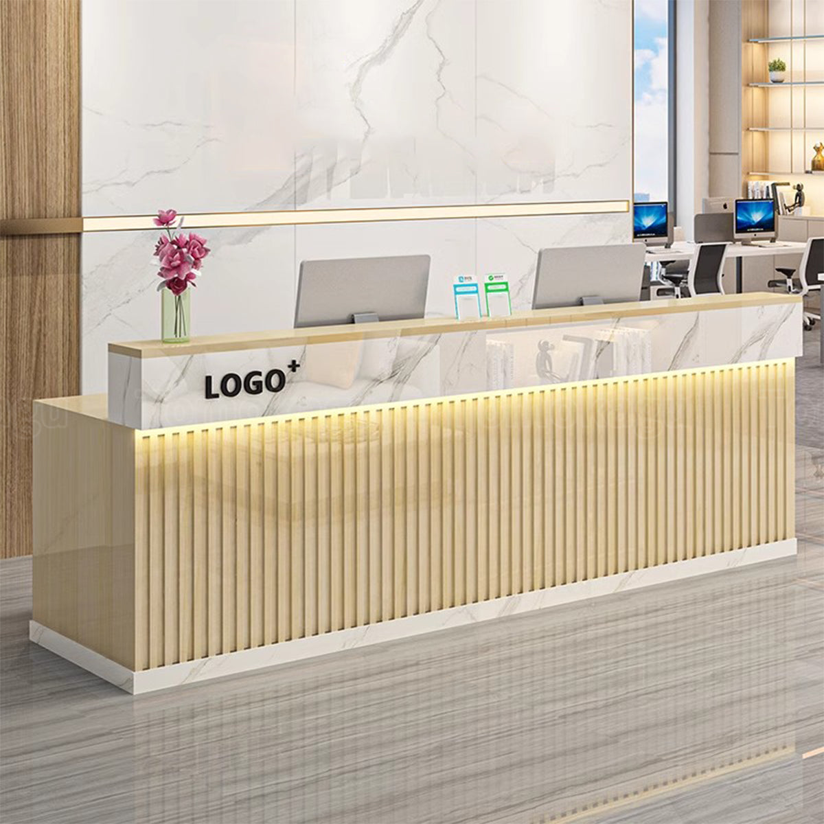 業務用 高級感 配線穴付き 受付カウンター レセプションデスク オフィス受付レジカウンター カウンター エントランス受付 カスタマイズ可能 JDT-T071