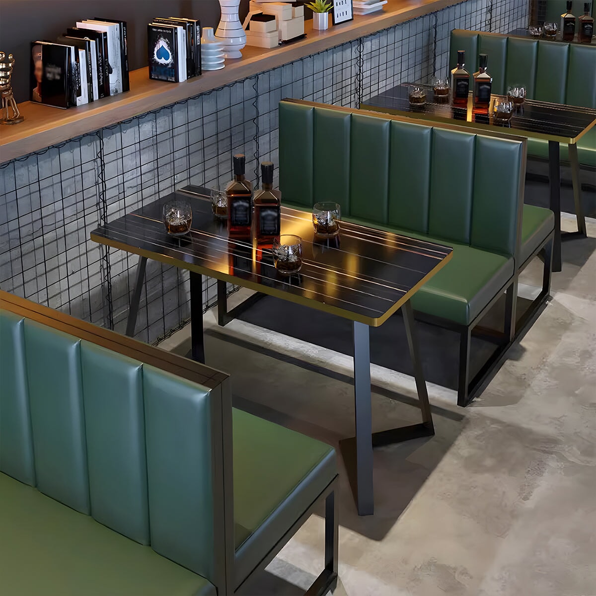 カフェ風ダイニング コーヒーテーブル 店舗用 業務用 カラフルチェア ナッパレザー マーブル模様 エレガント グリーン ナチュラル カスタマイズ可能 JDZH-024 metamall