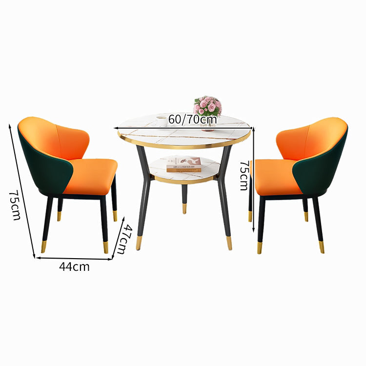 高反発ウレタン フィット感 丸型天板 ぶつかり防止 メラミン化粧板 棚付き 炭素鋼脚 応接セット テーブル チェア 高級感 上質 モダン カスタマイズ可能 JDZH-C007