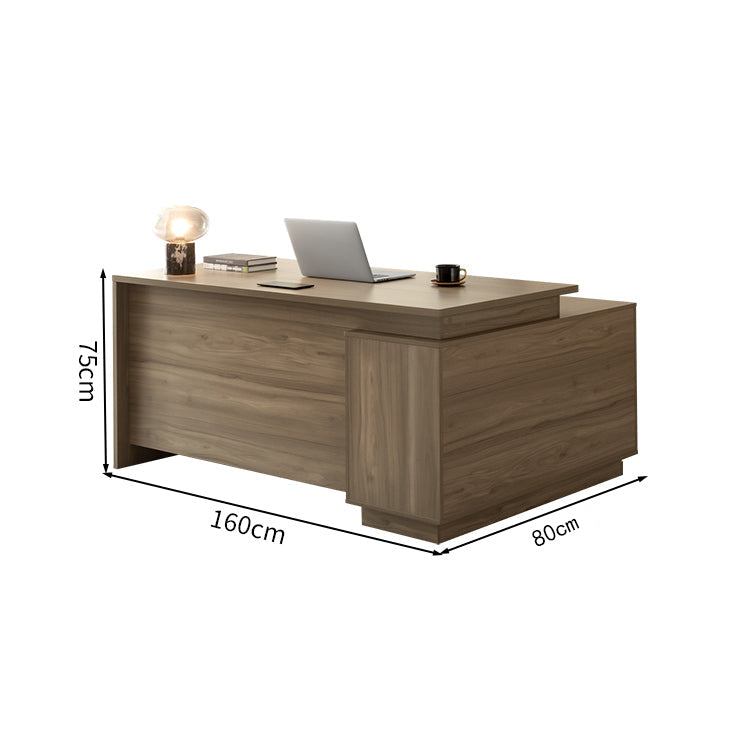 扉付き オープン収納 広い天板 エグゼクティブデスク 社長机 ワークデスク 木目調 シンプル LBZ-2141
