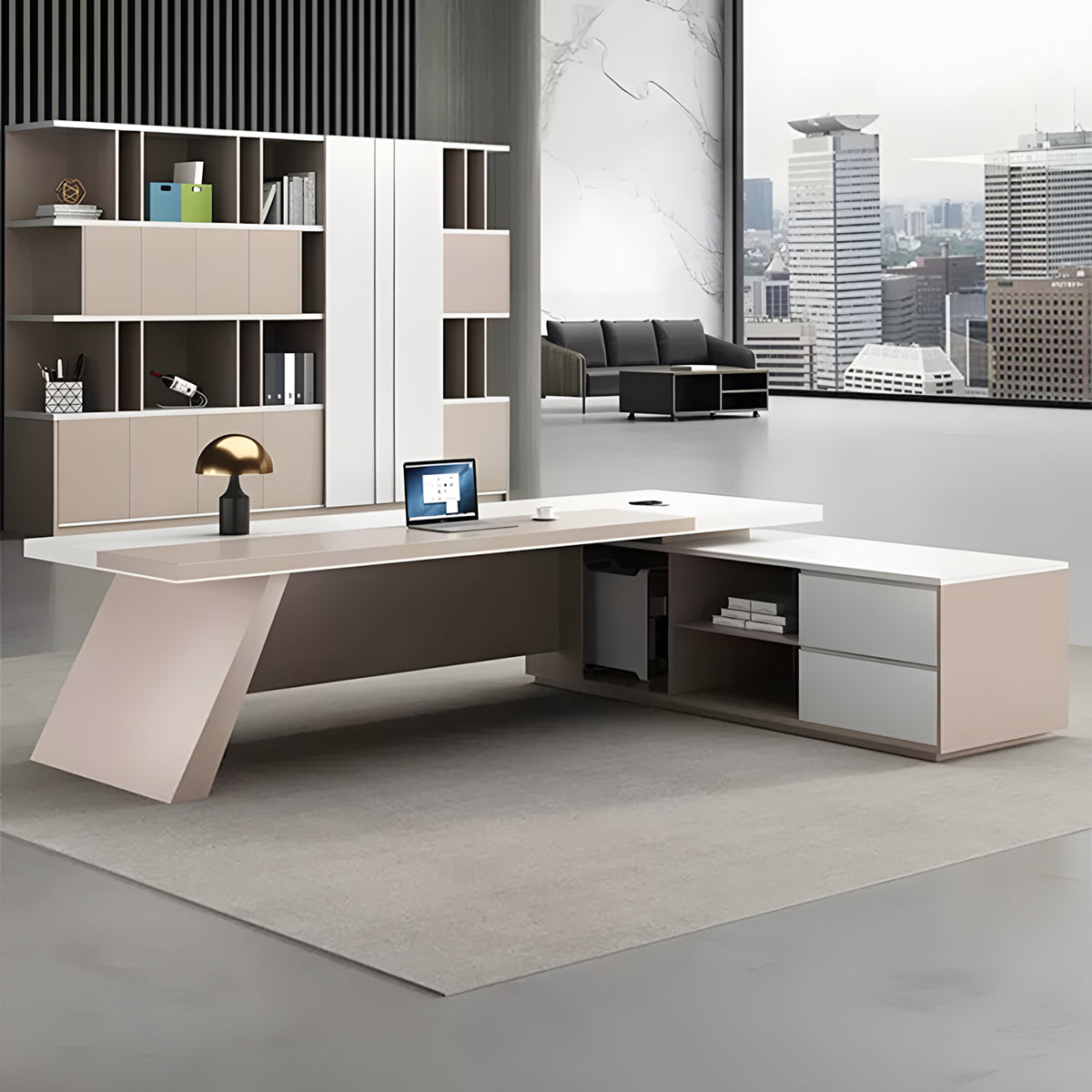 エコ板材 プライバシー配慮 安定性 キャビネット 大容量 分類収納 幅広 ゆとり デスク エグゼクティブ 役員デスク 洗練 シック カスタマイズ可能 LBZ-C098