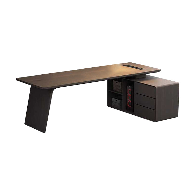 役員用デスク ビジネスオーナーデスク ハイクラスデスク エグゼクティブデスク 木目調 サイドキャビネット 分類収納 R加工 シンプル 機能性 カスタマイズ可能 LBZ-S075