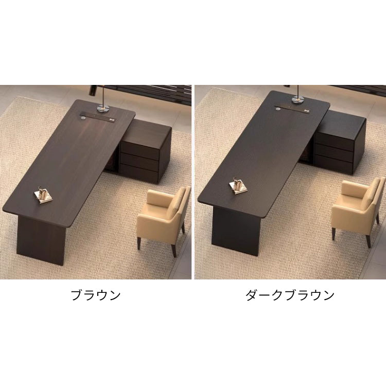 役員用デスク ビジネスオーナーデスク ハイクラスデスク エグゼクティブデスク 木目調 サイドキャビネット 分類収納 R加工 シンプル 機能性 カスタマイズ可能 LBZ-S075