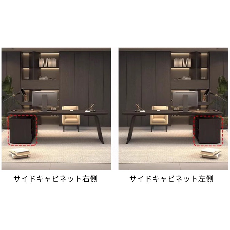 役員用デスク ビジネスオーナーデスク ハイクラスデスク エグゼクティブデスク 木目調 サイドキャビネット 分類収納 R加工 シンプル 機能性 カスタマイズ可能 LBZ-S075