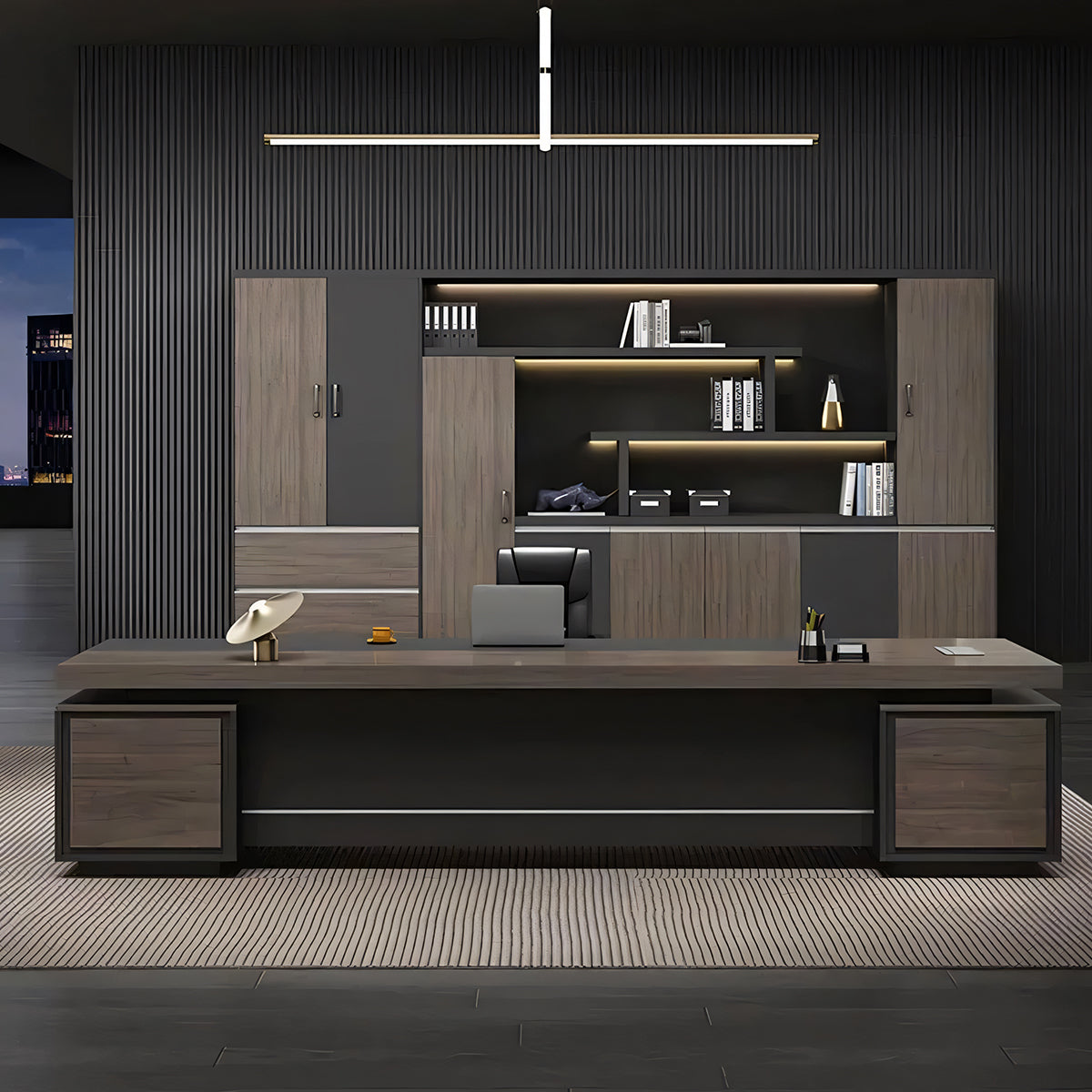 ダイヤル錠 引き出し付き ホットメルトエッジ エグゼクティブデスク 社長机 法人 社長室 役員用デスク オフィスデスク ウォールナット カスタマイズ可能  LBZ-T008