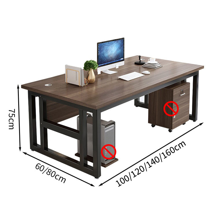 サイドキャビネット付き ロック付き エグゼクティブデスク 社長机 役員室 木目調 ウォールナット 穏やか ミニマル 錠付き 配線孔 PC収納 LBZ-T044
