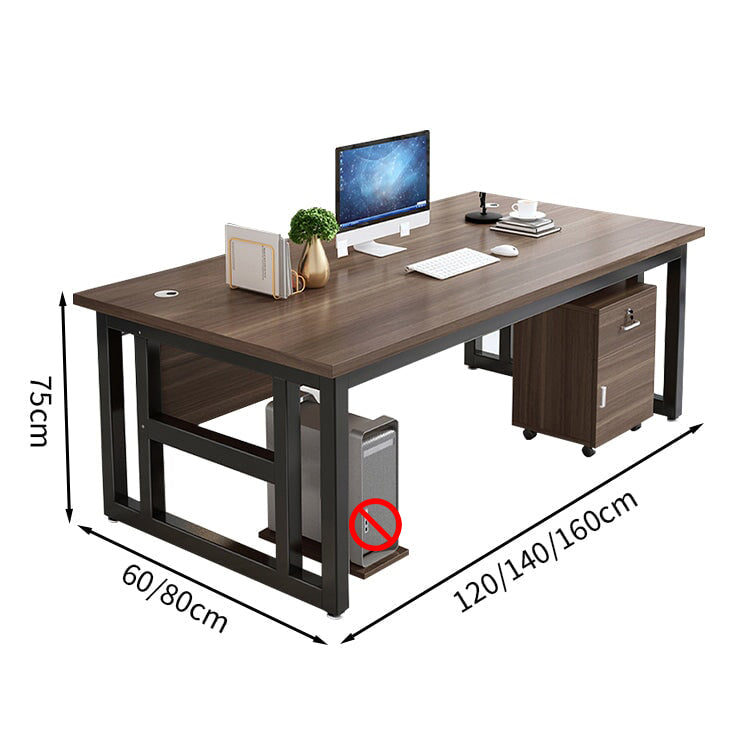 サイドキャビネット付き ロック付き エグゼクティブデスク 社長机 役員室 木目調 ウォールナット 穏やか ミニマル 錠付き 配線孔 PC収納 LBZ-T044