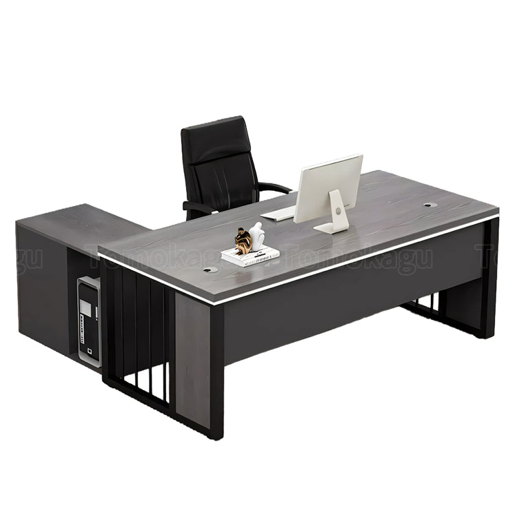 スチール脚 幕板付き 取っ手付き 配線孔付き エグゼクティブデスク オフィス家具 PCデスク シンプル モダン グレーオーク ウォルナット LBZ-T050