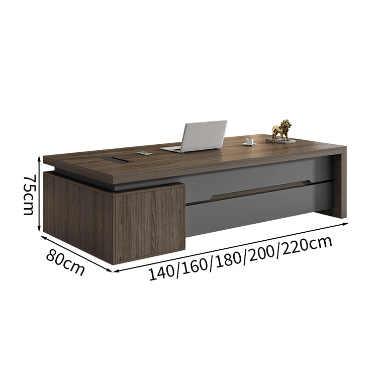 エグゼクティブデスク 収納力抜群 引き出し PC収納 メラミン化粧板 エコ素材 ダイヤル錠 スライドレール LBZ-T109