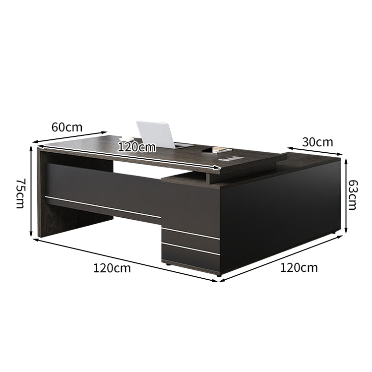 エグゼクティブデスク 木目調 メラミン化粧板 収納力抜群 扉付き収納オープン収納 PC収納 配線孔付き 幕板付き カスタマイズ可能 LBZ-T115