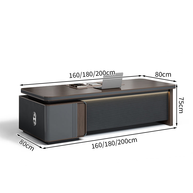 エグゼクティブデスク 高級感 広々とした天板 収納力抜群 引き出し オープン収納大容量 幕板付き カスタマイズ可能 LBZ-T117