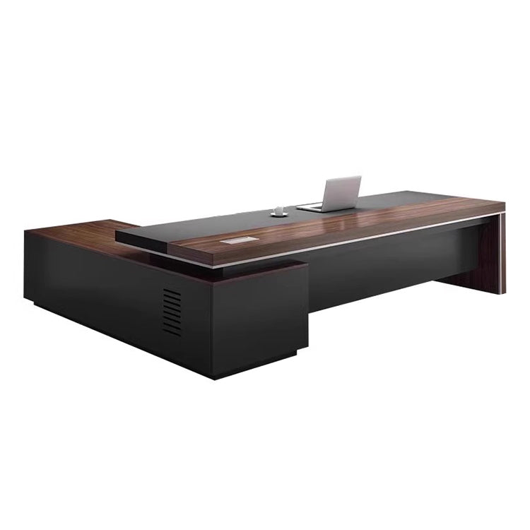 エグゼクティブデスク バイカラーデザイン メラミン化粧板 収納力抜群 PC収納 引き出し 幕板付き カスタマイズ可能 LBZ-T124