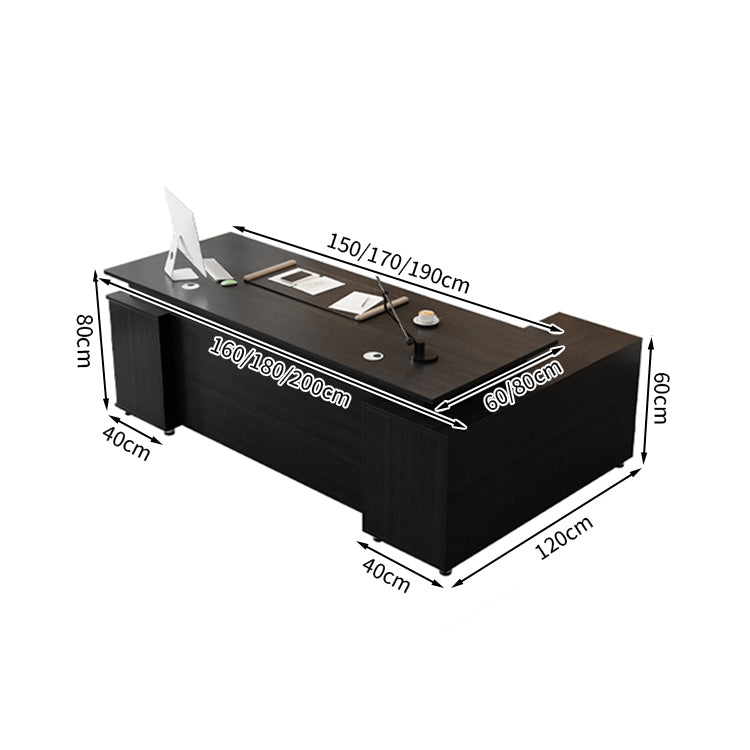 エグゼクティブデスク バイカラーデザイン メラミン化粧板 エコ素材 広々とした天板 収納力抜群 引き出し 扉付き収納 幕板付き LBZ-T126