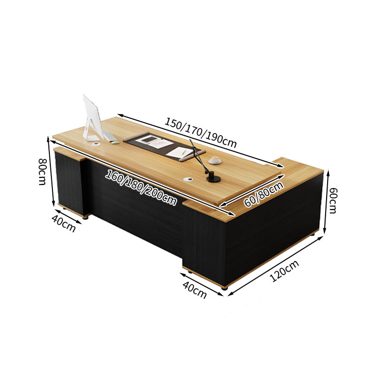 エグゼクティブデスク バイカラーデザイン メラミン化粧板 エコ素材 広々とした天板 収納力抜群 引き出し 扉付き収納 幕板付き LBZ-T126