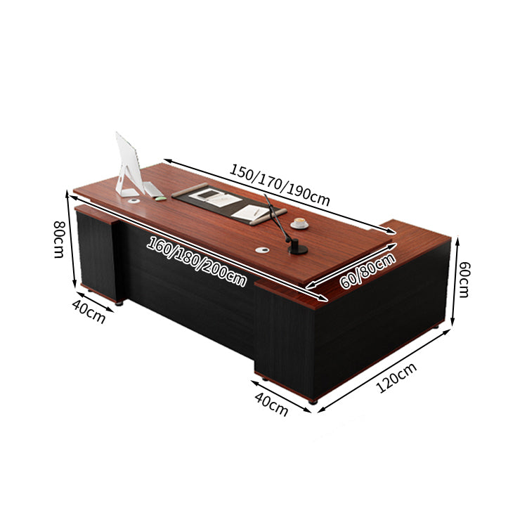 エグゼクティブデスク バイカラーデザイン メラミン化粧板 エコ素材 広々とした天板 収納力抜群 引き出し 扉付き収納 幕板付き LBZ-T126