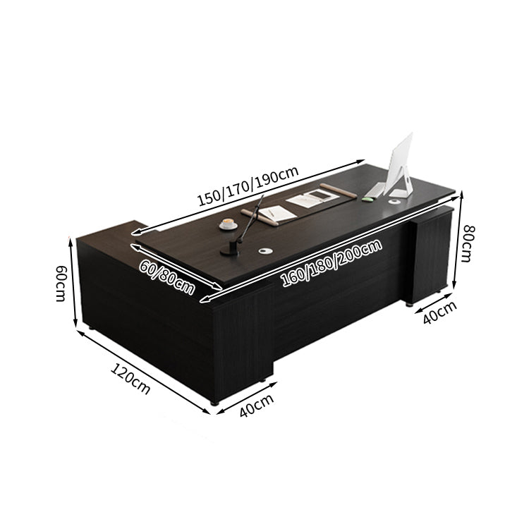 エグゼクティブデスク バイカラーデザイン メラミン化粧板 エコ素材 広々とした天板 収納力抜群 引き出し 扉付き収納 幕板付き LBZ-T126