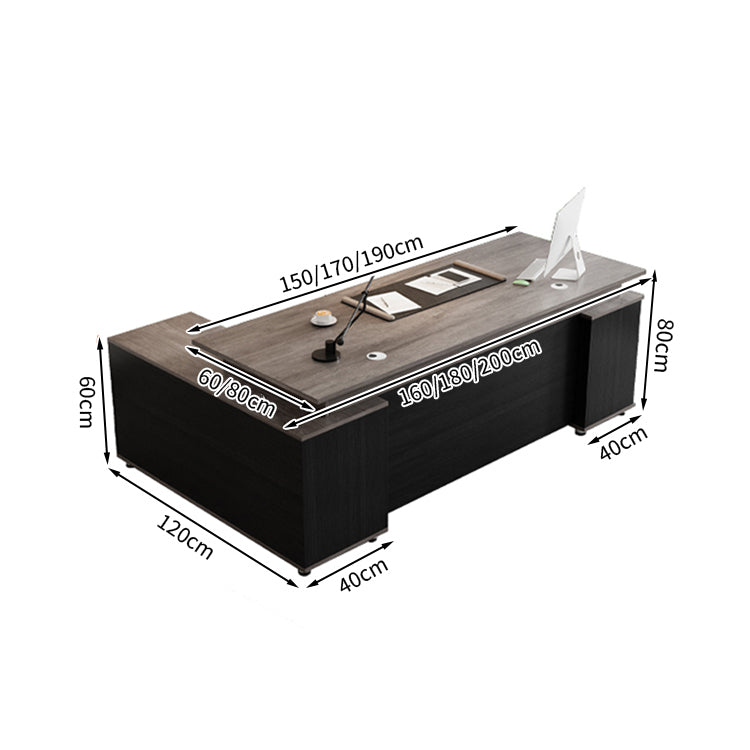 エグゼクティブデスク バイカラーデザイン メラミン化粧板 エコ素材 広々とした天板 収納力抜群 引き出し 扉付き収納 幕板付き LBZ-T126