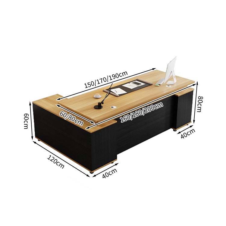 エグゼクティブデスク バイカラーデザイン メラミン化粧板 エコ素材 広々とした天板 収納力抜群 引き出し 扉付き収納 幕板付き LBZ-T126