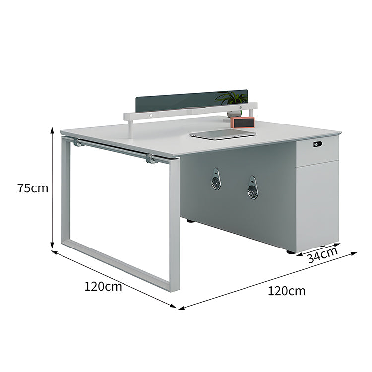 オフィスデスク 高級オフィスデスク 事務机 PCの通気孔 配線穴 収納付きデスク サイドキャビネット パーティション エコ板材 ホワイト MG-BGZ-LLS12