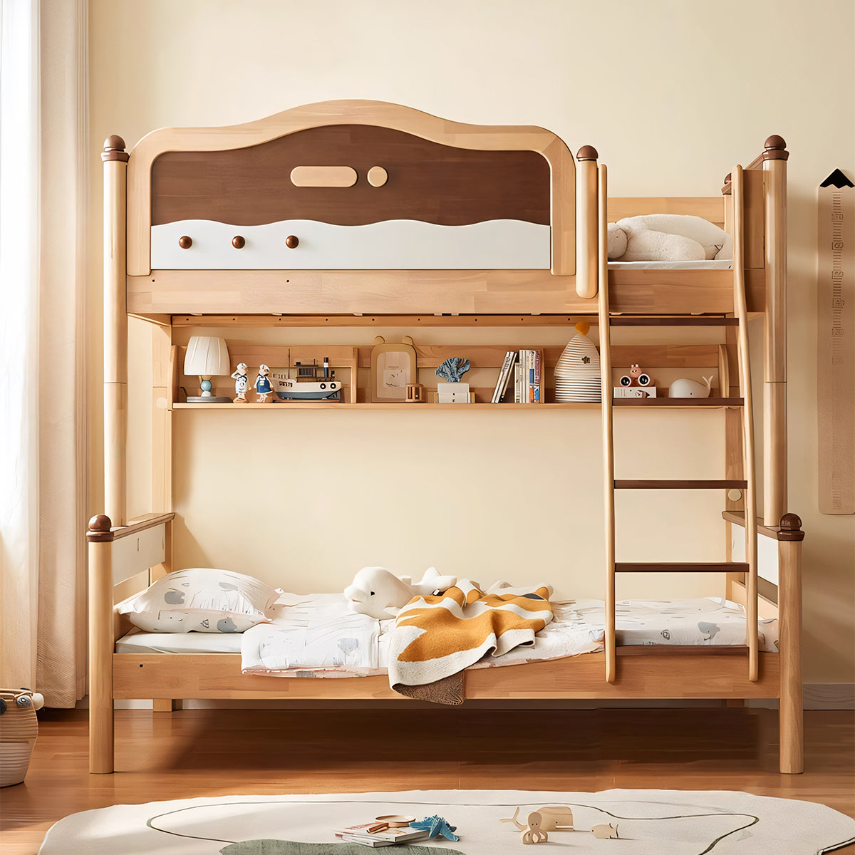 水性塗料 パームマットレス 二段ベッド はしご モダン 引き出し 天然木 落下防止ガード オシャレ SCC-T005