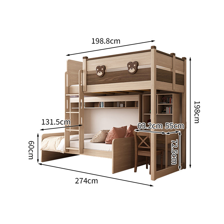 二段ベッド ハシゴ 階段 引き出し キャビネット ワードローブ 機能性 シンプル 天然木 手すり付き SCC-T009