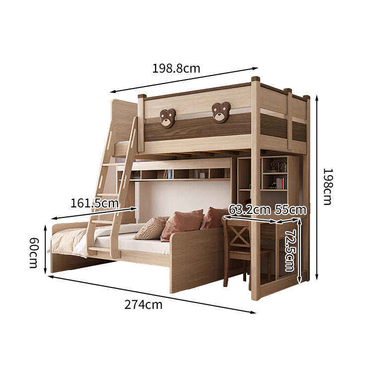 二段ベッド ハシゴ 階段 引き出し キャビネット ワードローブ 機能性 シンプル 天然木 手すり付き SCC-T009