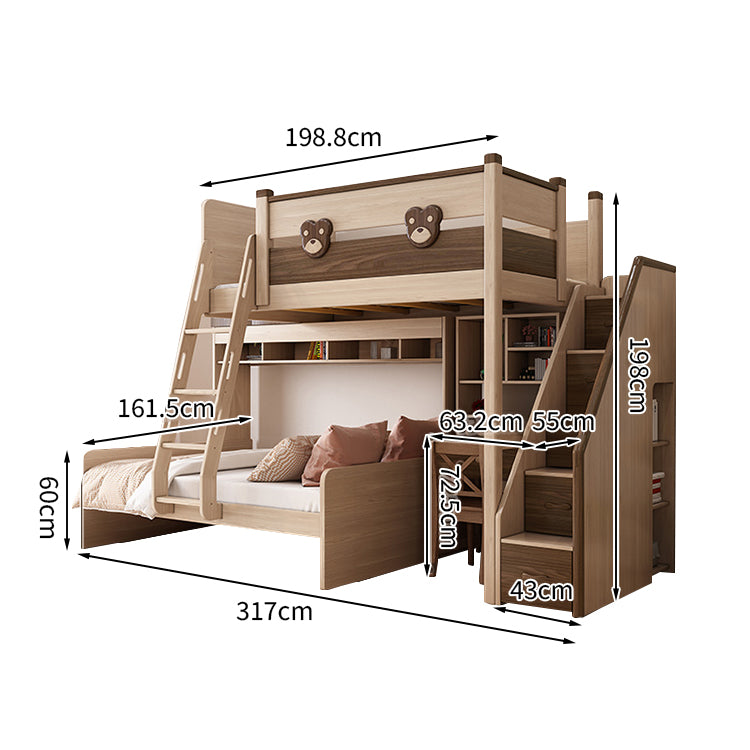 二段ベッド ハシゴ 階段 引き出し キャビネット ワードローブ 機能性 シンプル 天然木 手すり付き SCC-T009